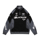 Black Air Printed Half Zipper Charcoal Shirt