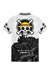 Black & White Monkey D. Luffy Anime Jersey β One Piece
