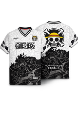 Black & White Monkey D. Luffy Anime Jersey β One Piece