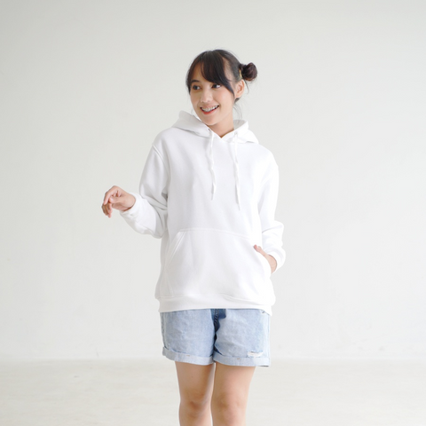 Unisex Plain White Hoodie