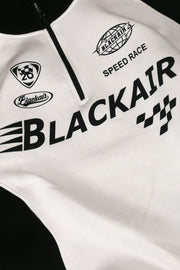 Black Air Printed Half Zipper White Sweatshirt