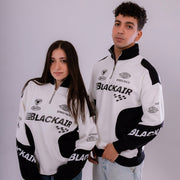 Black Air Printed Half Zipper White Sweatshirt
