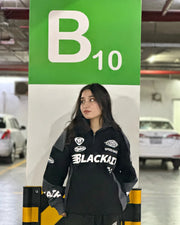 Black Air Printed Half Zipper Charcoal Shirt