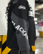 Black Air Printed Half Zipper Charcoal Shirt