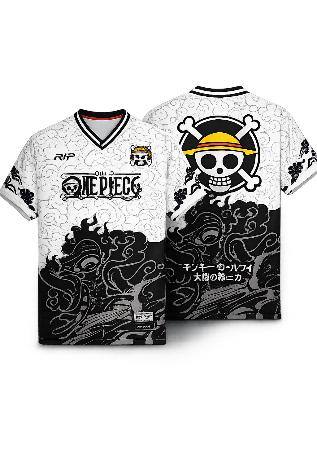 Black & White Monkey D. Luffy Anime Jersey – One Piece