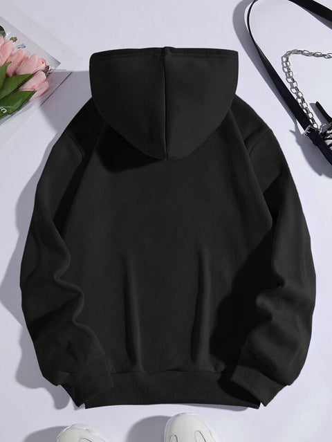 Unisex Plain Black Hoodie