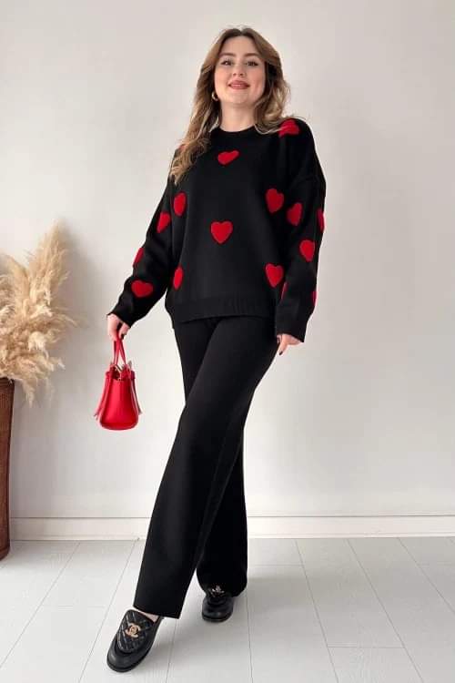 Cozy Heart Co-Ord Set | Winter Fleece Chic