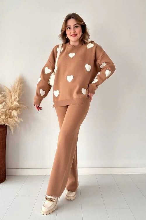 Cozy Heart Co-Ord Set | Winter Fleece Chic
