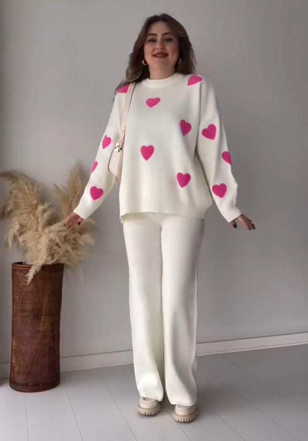 Cozy Heart Co-Ord Set | Winter Fleece Chic