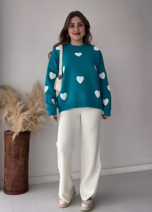 Cozy Heart Co-Ord Set | Winter Fleece Chic