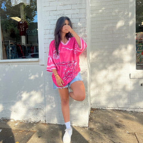 WHO IS SUKI? Bold Pink Mesh Jersey
